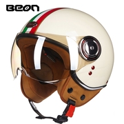 BEON 3C认证摩托车头盔男女冬季保暖半盔哈雷复古电动车机车四季