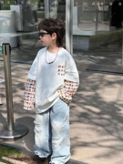 小杰家春季韩版男童百搭套头，洋气时尚假两件儿童长袖t恤潮