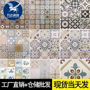 阳台瓷砖地中海仿古砖卫生间水泥砖600x600现代黑白复古厨房花砖