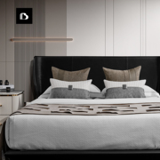 柏洛斯新中式软装样板间床品抱枕搭毯样板房高端床上用品组合搭配