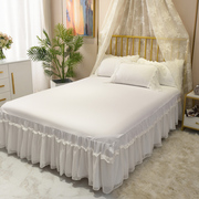 简约全棉床裙单件纯白色荷叶花边，公主风纯棉水洗棉床罩1.51.8米