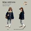 儿童牛仔棉衣外套，2023冬季女童宝宝，时尚韩版加厚加绒棉服