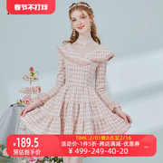 艾丽丝粉色甜美小香风连衣裙2024春季设计感气质减龄短款裙子