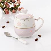 创意马克杯带盖勺陶瓷杯子骨瓷，咖啡杯办公室水杯牛奶杯个性女茶杯