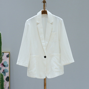新z系列女装气质清新薄外套一粒扣简约白色，显瘦ol上衣