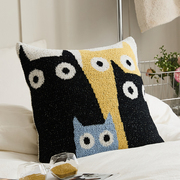 毛绒猫咪抱枕北欧可爱沙发靠垫客厅创意针织简约动物枕套床头靠枕