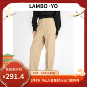lamboyo原创设计休闲裤，2023年秋季高腰直筒长裤，韩版通勤ol女