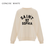 CONCISE-WHITE简白97圆领套头长袖卫衣女23秋冬设计师品牌