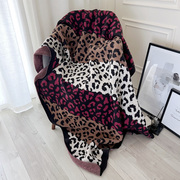 美式风豹纹秋冬毛毯午睡毯针织沙发毯盖毯床上用毯子床尾巾