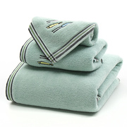 1浴巾2毛巾组合三件套洗脸澡家用礼盒套装一家人刺绣毛巾浴巾