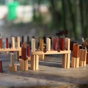益智玩具木制积木多米诺骨牌，实木机关100无创意，儿童架片木玩世家