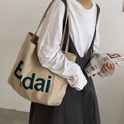 学生休闲大容量包包，女夏2021潮时尚字母帆布包，韩版单肩布包