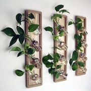 创意木板壁挂玻璃水培花器手工麻绳花瓶家居客厅背景墙上装饰挂件