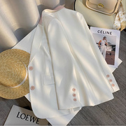高货高级白色西装外套女2024春装韩系拼接设计感通勤百搭时尚