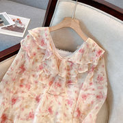 碎花雪纺气质长袖衬衫，女春秋季韩版高级感甜美超仙的小衫上衣