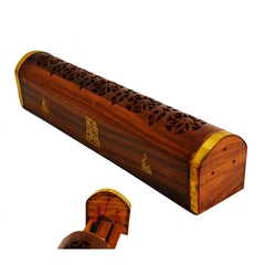 印度酸枝木抽屉式香具镶铜手工香盒