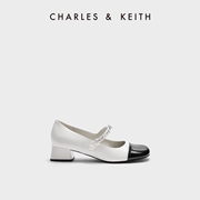 CHARLES&KEITH23秋季CK1-60580265优雅拼色粗跟玛丽珍鞋女鞋