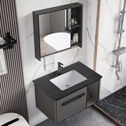 现代简约玻璃柜太空铝一体，陶瓷洗手池浴室柜，卫生间洗脸盆组合洗漱