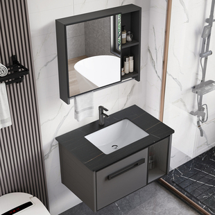 现代简约玻璃柜太空，铝一体陶瓷洗手池浴室柜卫生间，洗脸盆组合洗漱