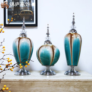 欧式现代陶瓷圆罐家居工艺装饰品创意样板间摆件客厅玄关卧室摆件