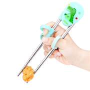 儿童筷子训练学习筷儿童餐具，勺子宝宝吃饭不锈钢练习筷男女孩一段