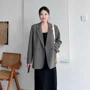 灰色西装外套女高级感春秋小个子，2024年春季休闲韩版时尚显瘦