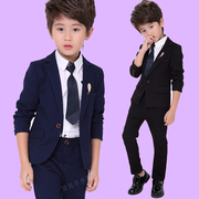 男童小西装三件套韩版中大儿童礼服春秋，西服主持人钢琴演出服套装