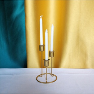北欧金属金色复古轻奢浪漫餐桌烛光晚餐道具小蜡烛架高脚烛台烛灯