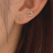 S925纯银针一个耳洞就可以戴出穿肉效果别针男女酷酷耳钉2023