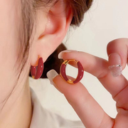 925纯银耳环女气质耳圈耳扣ins高级感耳钉小众设计2023年洋气