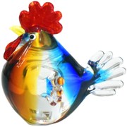 akas创意琉璃玻璃水晶小公鸡母鸡摆件样板间工艺品家居装饰品生日