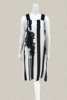 新!森系列 吉GINA 不规则蕾丝拼接黑白条纹女夏雪纺连衣裙1F1D314