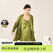 SLKMRKT乃丝重磅真丝吊带睡裙v领褶皱家居服性感无袖睡衣女春秋