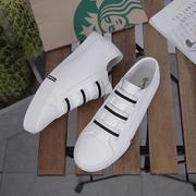 帆布鞋男士小白鞋男学生透气单鞋韩版百搭2024白色pu皮面板鞋