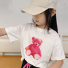 2023夏季女童白色短袖t恤小熊可爱洋气童装儿童体恤半袖t上衣