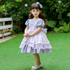 夏季童装女童洛丽塔紫色，连衣裙宝宝短袖儿童长发，公主裙蓬蓬纱裙