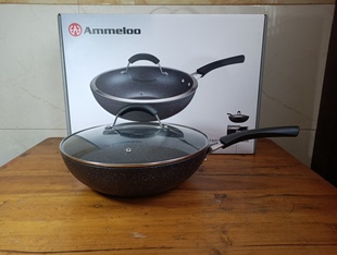 愛仕達外销版 Ammeloo 30cm 晶石不粘炒锅 新不粘中式炒菜锅 磁通