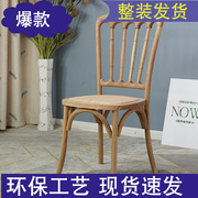 欧式实木餐椅复古美式休闲椅咖啡厅酒店新古典餐椅家用靠背椅