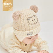婴儿帽子秋冬季婴幼儿宝宝护耳，毛线帽冬款一岁女儿童针织帽0一6月