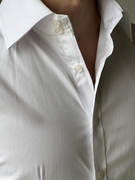 高级感纯白色高领二扣宽尖领法式袖扣衬衫商务修身寸衣免烫男衬衣
