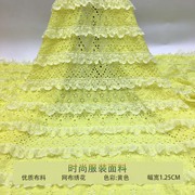 蓝色绿色手工立体花边小清新花朵镂空绣花布面料礼服服装衣裙布料