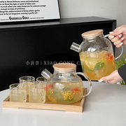 中式玻璃水果泡茶壶套装大容量，家用耐热煮茶器，凉水壶茶具花茶杯子
