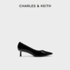 CHARLES&KEITH春夏女鞋CK1-61720165时尚漆皮尖头小猫跟单鞋女鞋