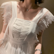 白色连衣裙女装2024修身雪纺性感仙女超仙甜美理想三旬旅行长裙夏