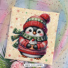 dmc十字绣材料包装饰画绚彩布d217小企鹅，的圣诞装扮高ct客厅印花