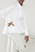VB 镂空设计娃娃装高腰显瘦甜美长袖白衬衫