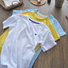 夏季儿童浅蓝白色竹节纯棉短袖男童半袖休闲圆领纯色T恤上衣