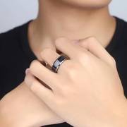 戒指男乌金黑色个性男士指环，钨金戒指潮单身，食指戒指霸气大号