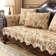 美式复古沙发垫四季通用防滑高档雪尼尔沙发坐垫子，欧式皮沙发套罩
