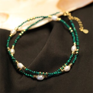 4.15亏米S925银孔雀绿珍珠项链女新中式小众设计个性约40+5CM
